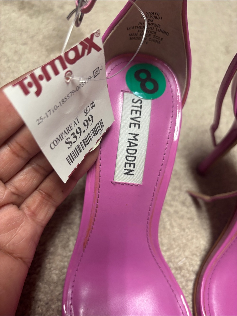 Steve Madden Hot Pink Patent Slingback Block Heels - Picture 2 of 5